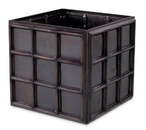 Casa Padrino Luxus Blumentopf Antik Bronze 52,5 x 52,5 x H. 47 cm - Quadratischer Edelstahl Pflanzentopf - Wohnzimmer Deko - B�ro Deko - Deko Accessoires - Luxus Deko - Luxus Qualit�t