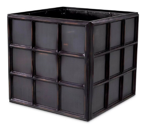 Casa Padrino Luxus Blumentopf Antik Bronze 67,5 x 67,5 x H. 61 cm - Quadratischer Edelstahl Pflanzentopf - Wohnzimmer Deko - B�ro Deko - Deko Accessoires - Luxus Deko - Luxus Qualit�t