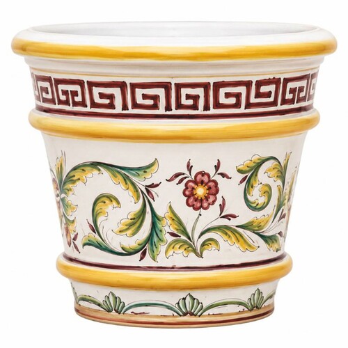 Casa Padrino Luxus Keramik Blumentopf Wei� / Bunt  52 x H. 40 cm - Garten Deko