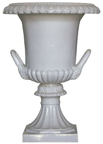 Casa Padrino Luxus Barock Blumenvase Wei�  71 x H. 99,5 cm - Handgefertigte Keramik Vase - Balkon Terrassen Garten Deko - Deko Accessoires im Barockstil - Edel & Prunkvoll