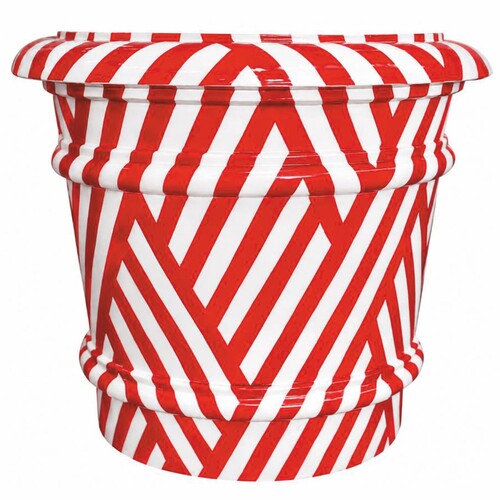 Casa Padrino Luxus Keramik Blumentopf Wei� / Rot  62 x H. 51 cm - Garten Deko VPP
