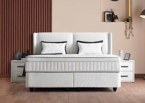 Casa Padrino Luxus Boxspringbett mit glattem Kopfteil Wei� 90 x 200 cm - Luxus Schlafzimmer M�bel