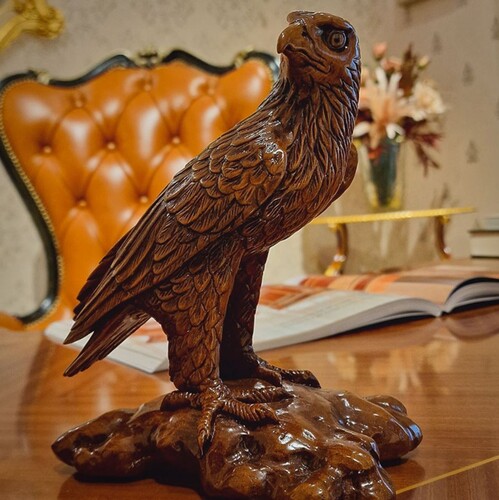 Casa Padrino Luxus Deko Skulptur Adler Braun 20 cm - Massivholz Figur - Made in Italy