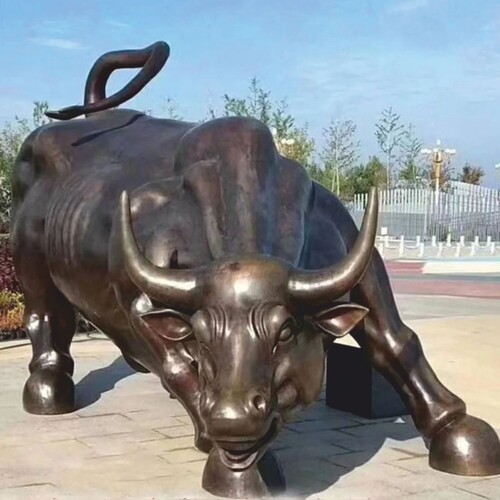 Casa Padrino XXL Bronze Deko Skulptur Stier 240 cm - Lebensgro�e Garten Figur