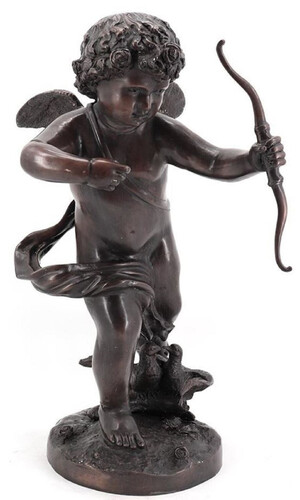 Casa Padrino Luxus Bronze Deko Skulptur Engel 46 x 45 x H. 70 cm - Gro�e Bronze Deko Figur - Wohnzimmer Deko - B�ro Deko - Deko Accessoires