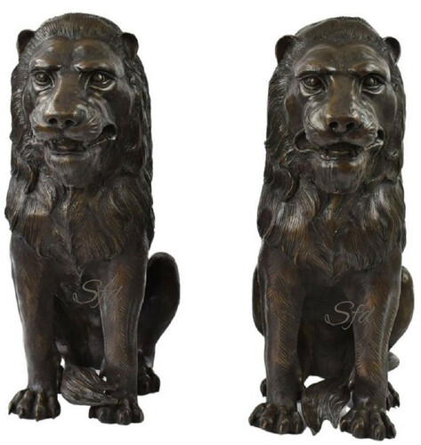 Casa Padrino Luxus Bronze Deko Skulpturen L�wen Bronzefarben 28 x 58 x H. 75 cm - Bronze Deko Figuren - Luxus Hotel & Restaurant Deko Accessoires