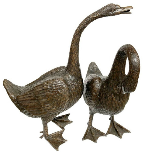 Casa Padrino Luxus Bronze Deko Skulpturen G�nse Bronzefarben - Bronze Dekofiguren - Luxus Hotel & Restaurant Deko Accessoires