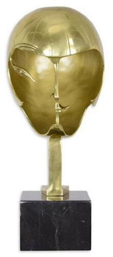 Casa Padrino Designer Bronze Skulptur Kopf 21,4 x 22,4 x H. 47 cm - Deko Figur mit Marmorsockel - Wohnzimmer Deko - Schreibtisch Deko