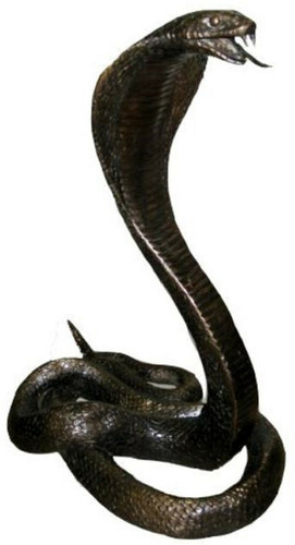Casa Padrino Luxus Bronzefigur Cobra Schlange Antik Bronzefarben 14 x 20 x H. 27 cm - Bronze Skulptur - Dekofigur - Deko Accessoires