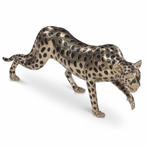Casa Padrino Luxus Deko Bronze Skulptur Gepard Gold / Schwarz 148 cm - Bronze Figur