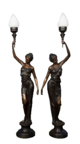 Casa Padrino Luxus Bronze Standleuchten Set - 2 Figurenleuchten Bronzeleuchten 