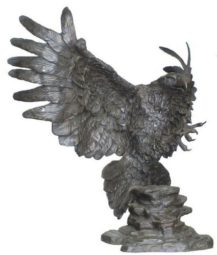 Casa Padrino Luxus Bronze Skulptur Adler Silber 105 x 55 x H. 105 cm - Riesige Bronze Deko Figur - Wohnzimmer Deko - Luxus Qualit�t