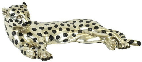 Casa Padrino Luxus Bronzefigur Gepard Silber / Schwarz 56 x 28 x H. 15 cm - Bronze Skulptur - Dekofigur - Luxus Deko Accessoires