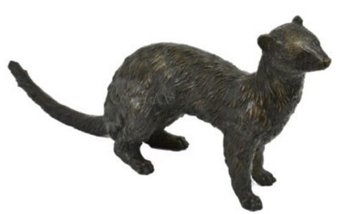 Casa Padrino Luxus Bronzefigur Hermelin Wiesel Bronze / Schwarz 45 x 10 x H. 20 cm - Elegante Dekofigur