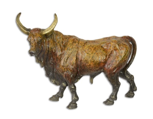 Casa Padrino Luxus Bronzefigur asiatischer B�ffel 16,8 x 47,5 x H. 35,6 cm - Bronze Skulptur - Dekofigur - Deko Accessoires