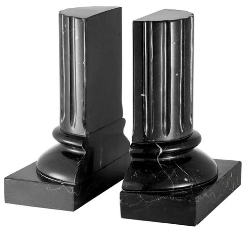 Casa Padrino Luxus Marmor Buchst�tzen Set Barock S�ulen Schwarz 8,5 x 17 x H. 21 cm - Schreibtisch Deko - Wohnzimmer Deko - Luxus Marmor Deko Accessoires