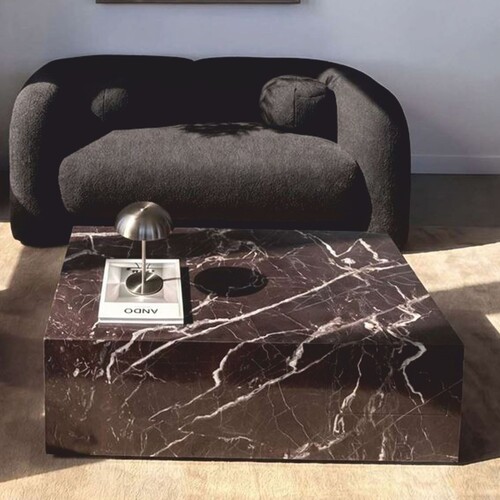 Casa Padrino Luxus Marmor Couchtisch Dunkelrot 80 cm - Luxus Marmor Wohnzimmer M�bel