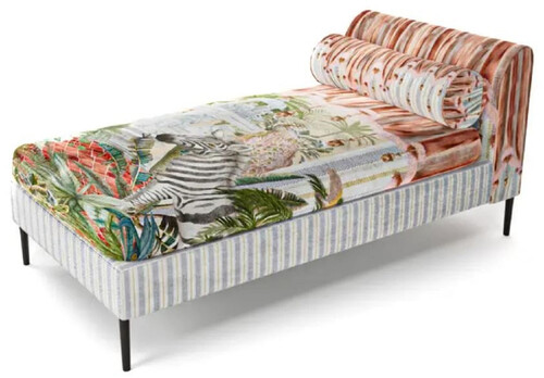 Casa Padrino Luxus Chaiselongue Mehrfarbig / Schwarz 84 x 164 x H. 80 cm - Wohnzimmer Liegesessel - Recamiere - Wohnzimmer M�bel - Luxus M�bel