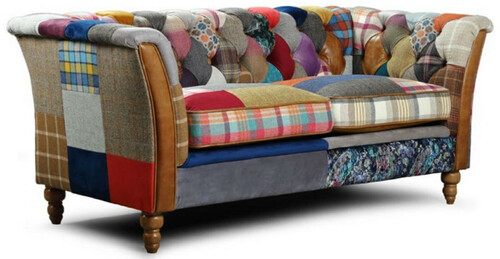 Casa Padrino Luxus Chesterfield 2er Sofa Mehrfarbig / Braun 186 x 87 x H. 77 cm - Wohnzimmer Sofa mit Echtleder - Chesterfield Wohnzimmer M�bel