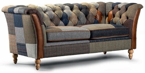 Casa Padrino Luxus Chesterfield 3er Sofa Bunt / Braun 213 cm