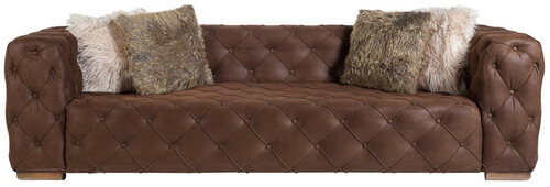 Casa Padrino Luxus Chesterfield 3er Sofa Braun / Hellbraun 240 x 95 x H. 81 cm - Chesterfield Wohnzimmer Sofa - Chesterfield Wohnzimmer M�bel - Luxus Kollektion