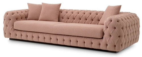 Casa Padrino Luxus Chesterfield Sofa Vintage Rosa / Schwarz 255 x 105 x H. 60 cm - Wohnzimmer Sofa - Hotel Sofa - Wohnzimmer M�bel - Chesterfield M�bel - Luxus M�bel - Luxus Einrichtung