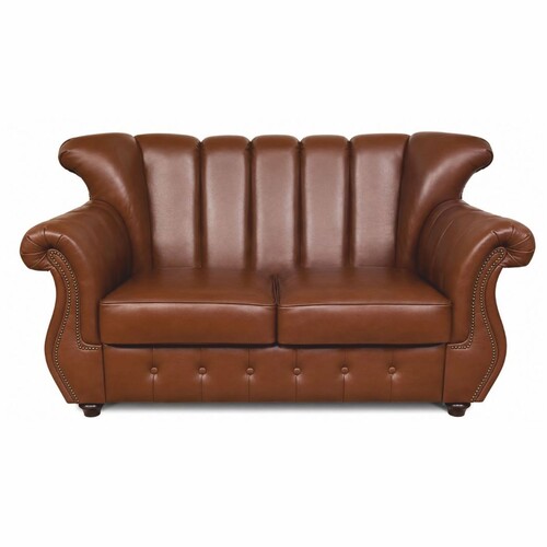 Casa Padrino Luxus Leder 2er Sofa Braun / Dunkelbraun 150 cm - Wohnzimmer Sofa - B�ro Sofa - Echtleder M�bel - Luxus M�bel
