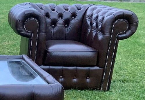 Casa Padrino Luxus Chesterfield Echtleder Sessel Schwarz H. 78 cm