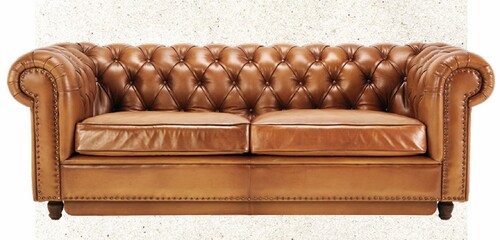 Casa Padrino Luxus Chesterfield Echtleder Schlafsofa Hellbraun / Braun 220 cm - Echtleder M�bel