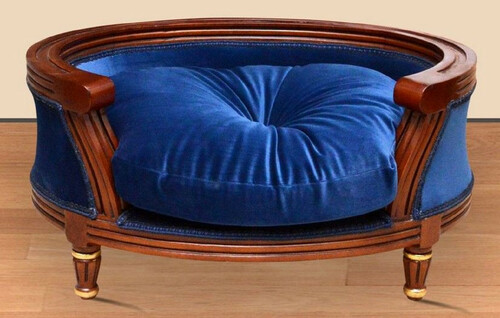 Casa Padrino Barock Hundebett Royal Blau / Braun / Gold - Barock Hundem�bel - Barock Tierm�bel - M�bel im Barockstil