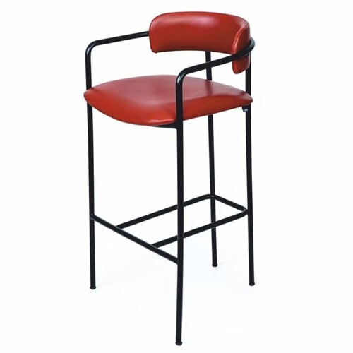 Casa Padrino Luxus Kunstleder Barstuhl Rot / Schwarz H. 106 cm - Hotel & Bar M�bel