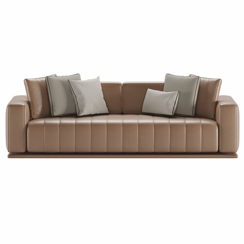 Casa Padrino Luxus Kunstleder Sofa Braun 265 cm - Hotel & Wohnzimmer M�bel