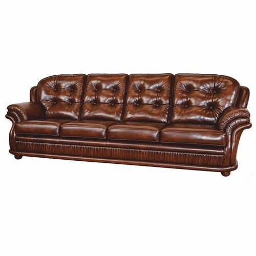 Casa Padrino Luxus Chesterfield Leder 4er Sofa Dunkelbraun 236 cm - Echtleder M�bel