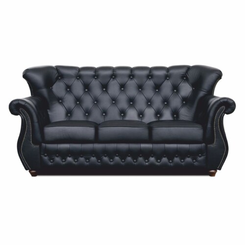 Casa Padrino Luxus Chesterfield Leder Sofa Schwarz / Dunkelbraun 190 cm - Wohnzimmer M�bel