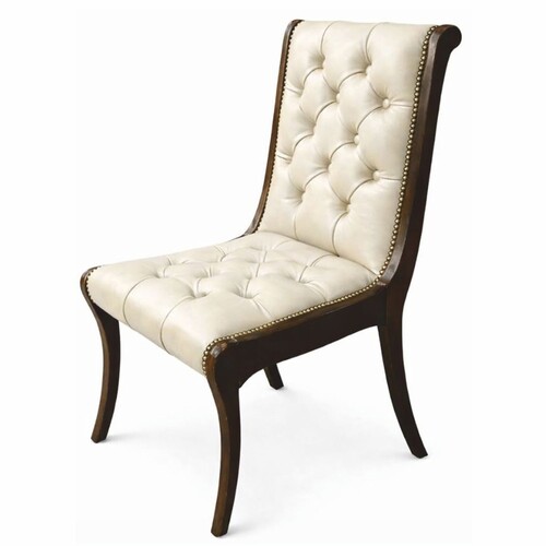 Casa Padrino Luxus Chesterfield Leder Esszimmer Stuhl Creme / Dunkelbraun H. 95 cm - Luxus M�bel