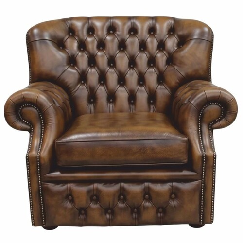 Casa Padrino Luxus Chesterfield Leder Sessel Antik Braun / Dunkelbraun 97,6 cm - Echtleder M�bel