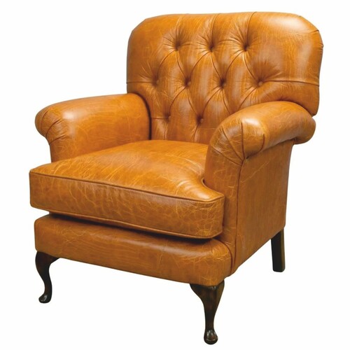 Casa Padrino Luxus Chesterfield Leder Sessel Vintage Senfbraun / Dunkelbraun 89 cm - Echtleder M�bel