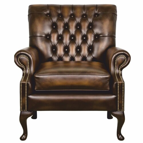 Casa Padrino Luxus Chesterfield Leder Sessel Antik Braun / Dunkelbraun 81,5 cm - Echtleder M�bel