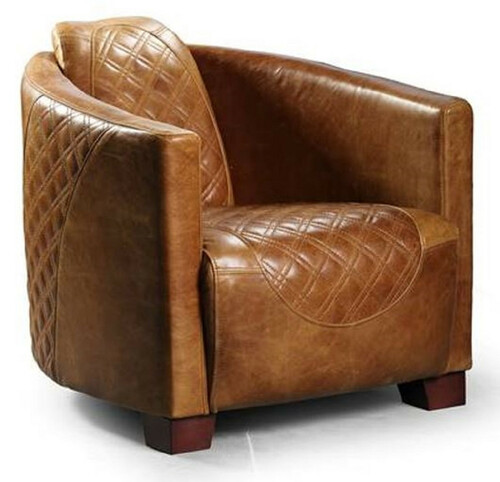 Casa Padrino Luxus Leder Sessel Vintage Braun / Dunkelbraun 72 x 90 x H. 67 cm - Echtleder Wohnzimmer Sessel - Wohnzimmer M�bel - Luxus Kollektion