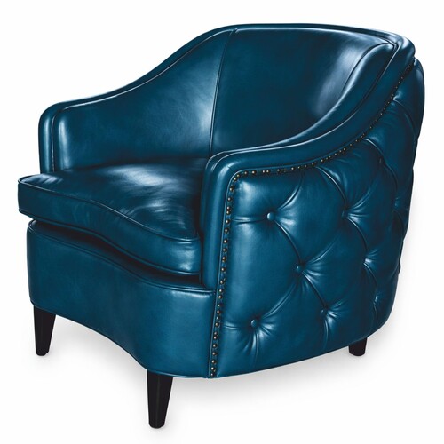 Casa Padrino Luxus Chesterfield Leder Sessel Blau / Schwarz - Echtleder Wohnzimmer M�bel