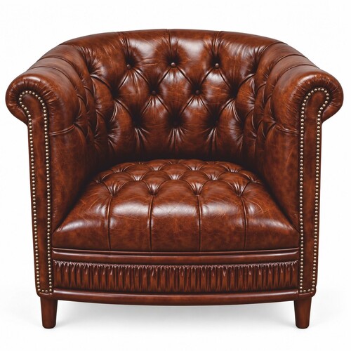 Casa Padrino Luxus Chesterfield Leder Sessel Cognac 76 cm - Echtleder M�bel