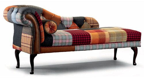 Casa Padrino Luxus Chesterfield Chaiselongue Bunt / Braun / Dunkelbraun 165 cm - Chesterfield M�bel