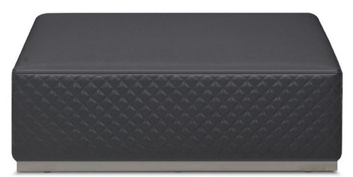 Casa Padrino Luxus Leder Hocker / Fu�hocker Grau 89 x 89 x H. 30 cm - Wohnzimmer M�bel - Echtleder M�bel