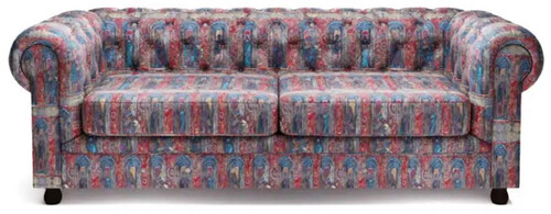 Casa Padrino Luxus Chesterfield Samt Sofa Mehrfarbig / Schwarz 220 x 96 x H. 78 cm - Wohnzimmer Sofa - Hotel Sofa - Wohnzimmer M�bel - Chesterfield M�bel - Luxus M�bel - Luxus Einrichtung