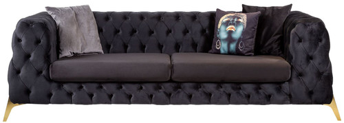 Casa Padrino Luxus Chesterfield Samt Sofa Lila / Messing 240 x 95 x H. 81 cm - Modernes Wohnzimmer Sofa - Chesterfield M�bel