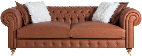 Casa Padrino Luxus Chesterfield Sofa Braun 240 x 100 x H. 78 cm - Edles Wohnzimmer Sofa - Chesterfield M�bel
