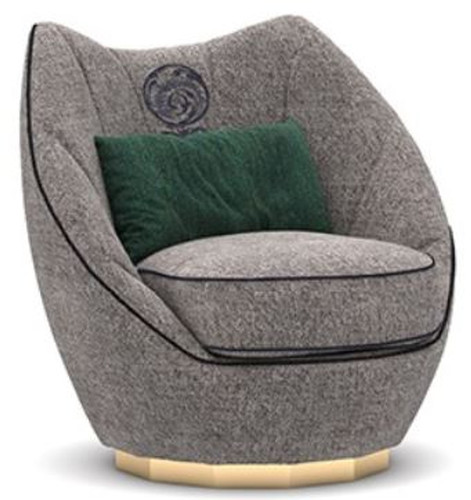 Casa Padrino Luxus Wohnzimmer Sessel Grau / Schwarz / Gold 85 x 90 x H. 90 cm - Edle Wohnzimmer M�bel - Luxus Kollektion