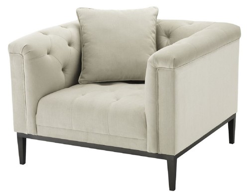 Casa Padrino Luxus Chesterfield Sessel mit Kissen Hellgrau / Rotguss 103 x 97 x H. 75 cm - Chesterfield Wohnzimmer M�bel