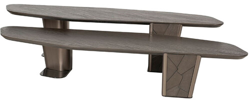 Casa Padrino Luxus Couchtisch 2er Set Dunkelbraun / Bronze - Luxus Wohnzimmertische - Wohnzimmer M�bel - Hotel M�bel - Luxus M�bel