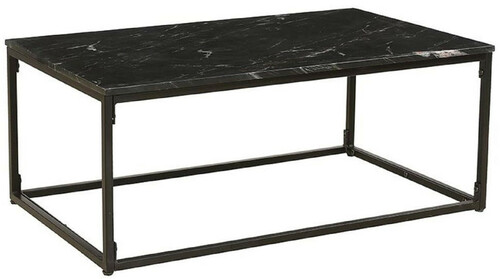 Casa Padrino Luxus Couchtisch Schwarz - Rechteckiger Metall Wohnzimmer Tisch mit Marmorplatte - Wohnzimmer M�bel - Luxus M�bel